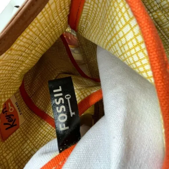 Fossil Womens Key Per Bird City ZB457 Coated Canvas Shoulder Handbag Purse - Picture 8 of 16